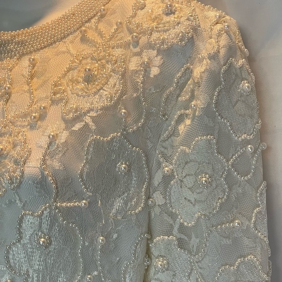 Vintage 70s 80s Beaded Floral Blouse Top - Picture 5 of 7